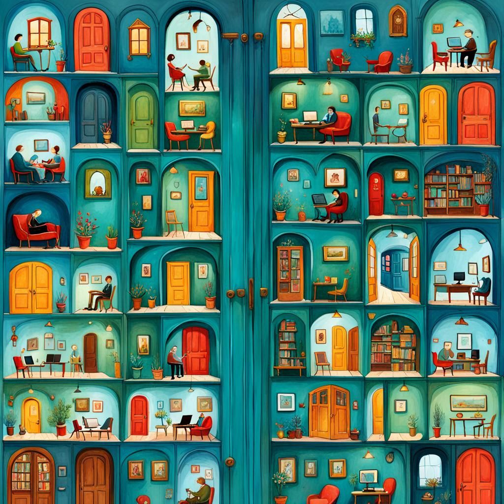 Rooms with Many Doors: A Whimsical Illustration