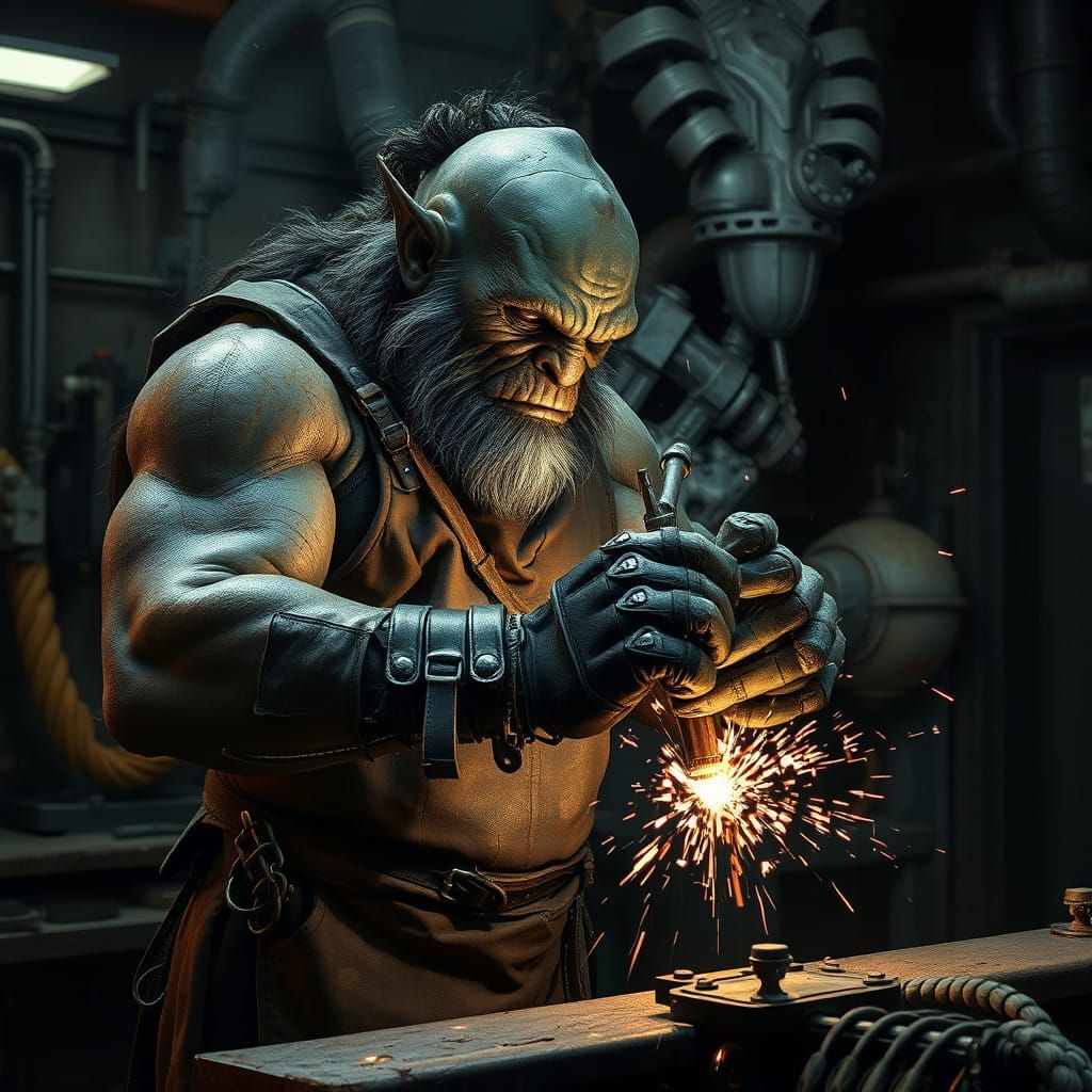 Cyborg Metalworker Forges Industrial Futuristic Limb