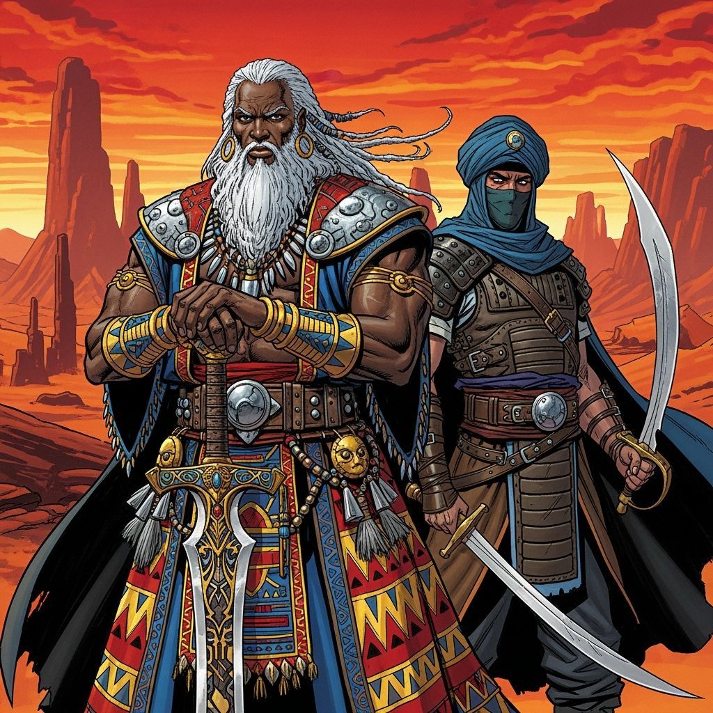 Regal Desert Warriors in Fantasy Art Style