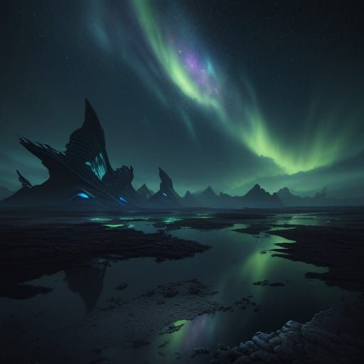 Ethereal Cosmic Expanse in Deeply Hued Matte Painting