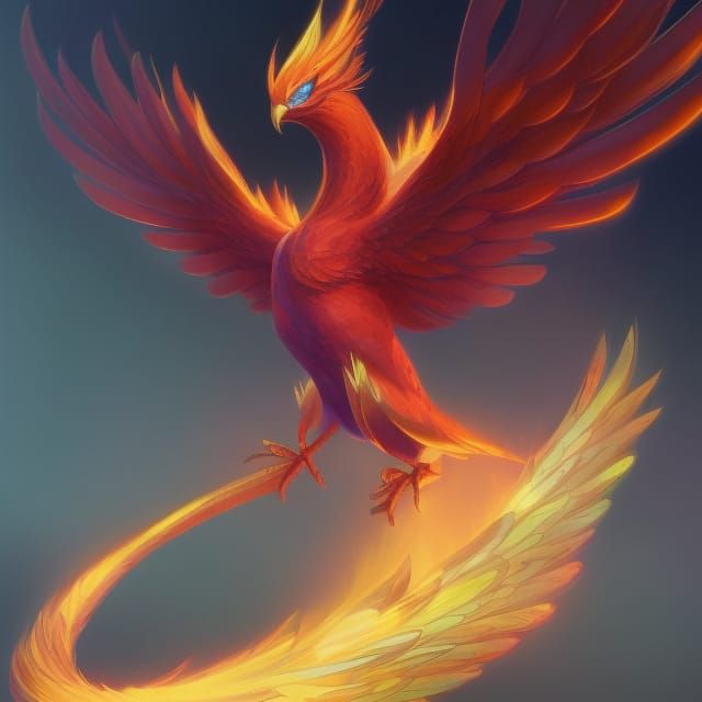 Iridescent Phoenix Bird Digital Painting
