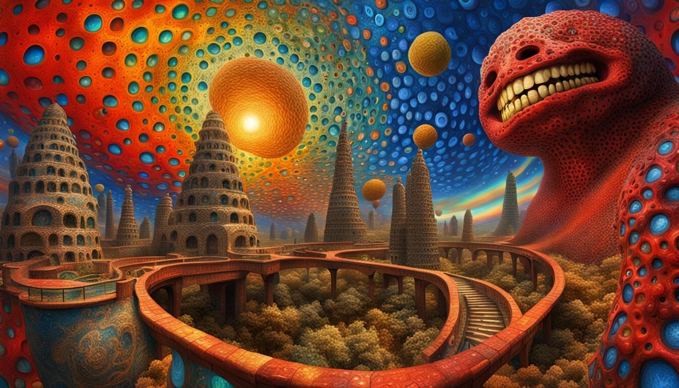 Laughing Eleggua in Elysium, Algorithmic Deepdream Art