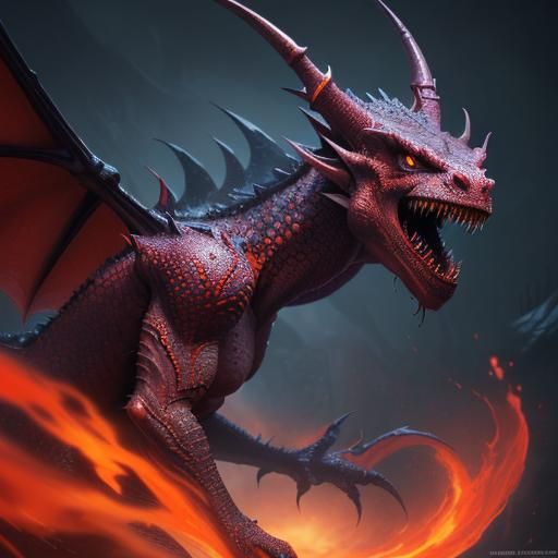 Intricate Dragon Demon in Hyperrealistic Splash Art