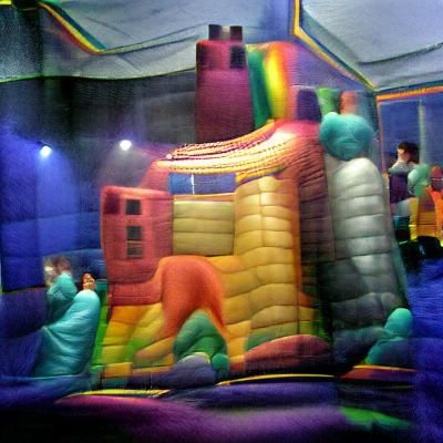 Technicolor Bouncy Castle: AI Generated Image
