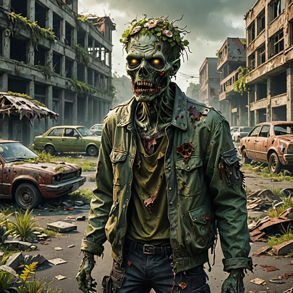 Fungus Zombie in Apocalyptic Greenery