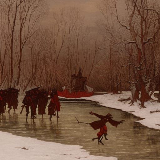 Vampire Lord's Winter Flight: A Fantasy Scene