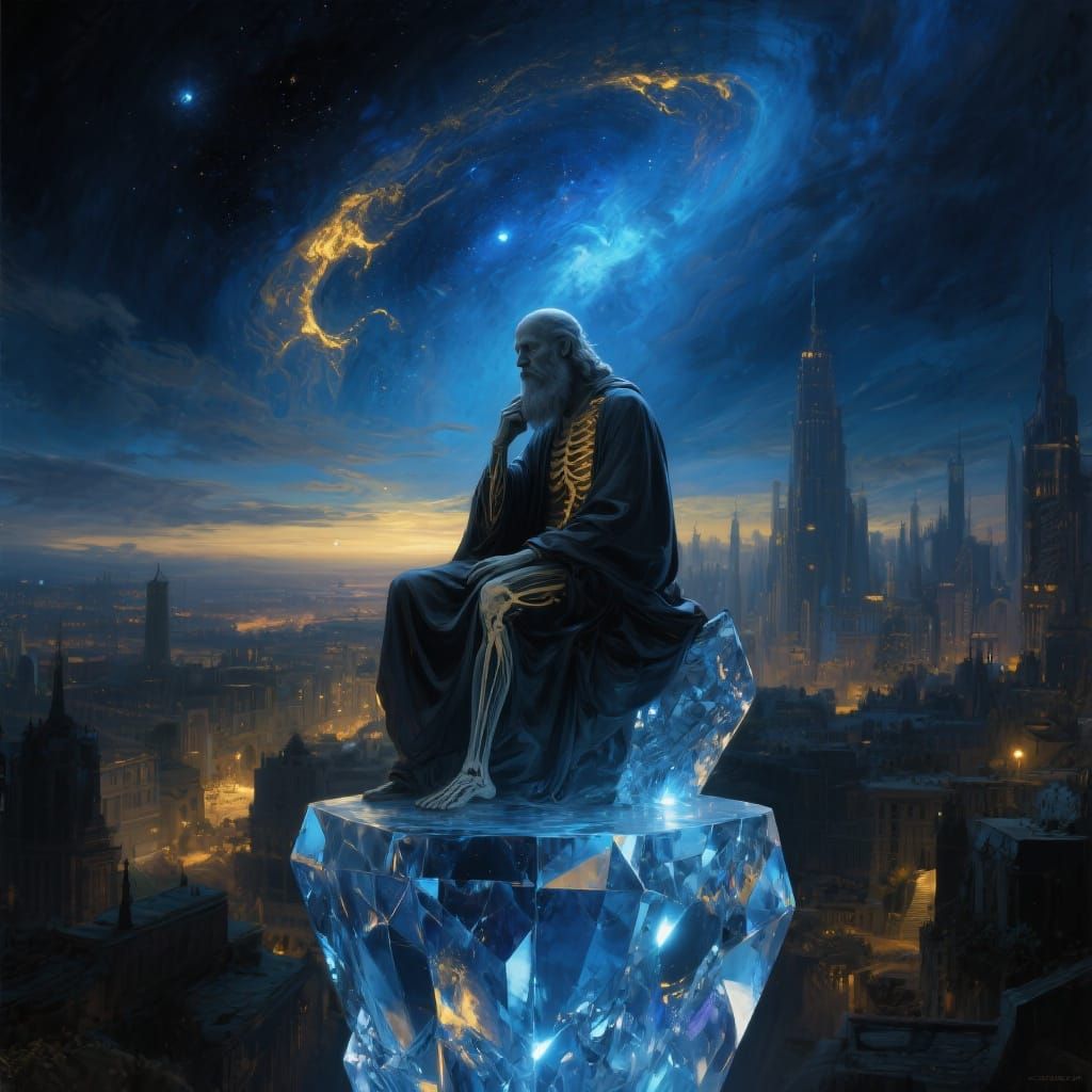 Noospheric Sage Contemplating Twilight Horizon in Cinematic ...