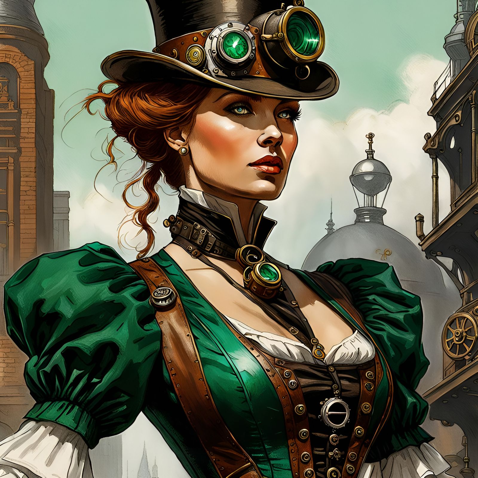Steampunk Woman Dancing Illustration