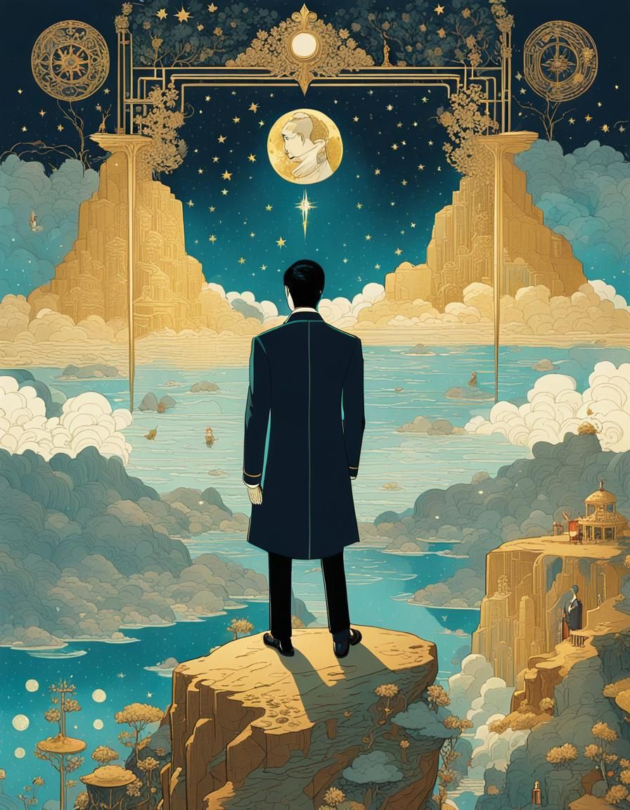 Golden Tarot Illustration in Victo Ngai Style