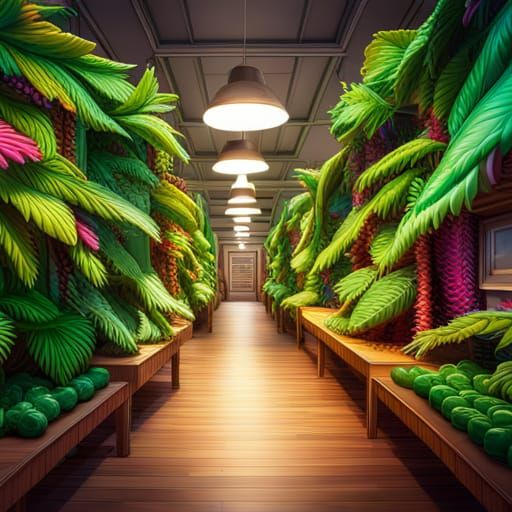 Candy Art Style Cannabis Farm Digital Illustration