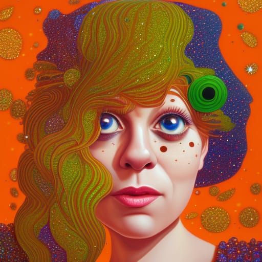 Oil Portrait of Natasha Lyonne with Sparkles