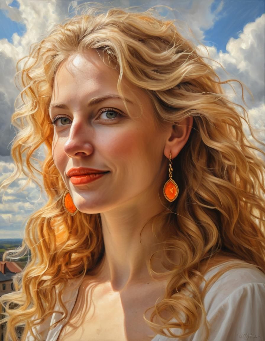 Radiant Oil Portrait of a Romanesque Woman