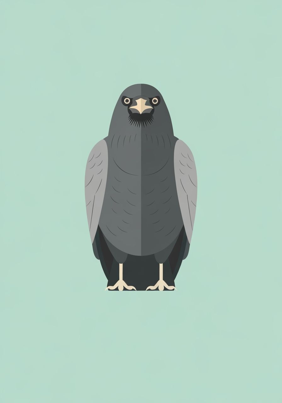 Minimalist Raven Illustration in Flat Design Style