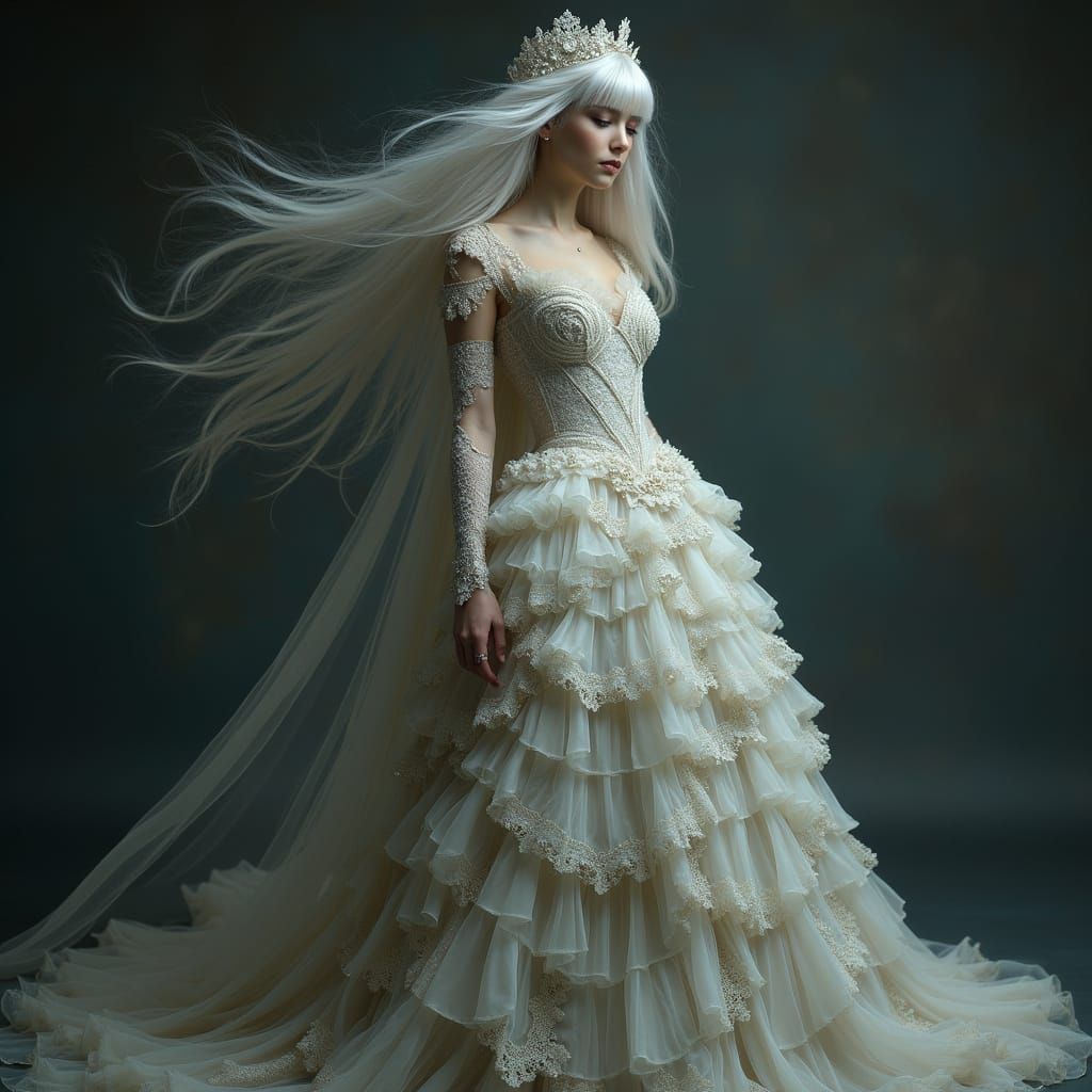 Gothic Wedding Gown in Victorian-Inspired Style