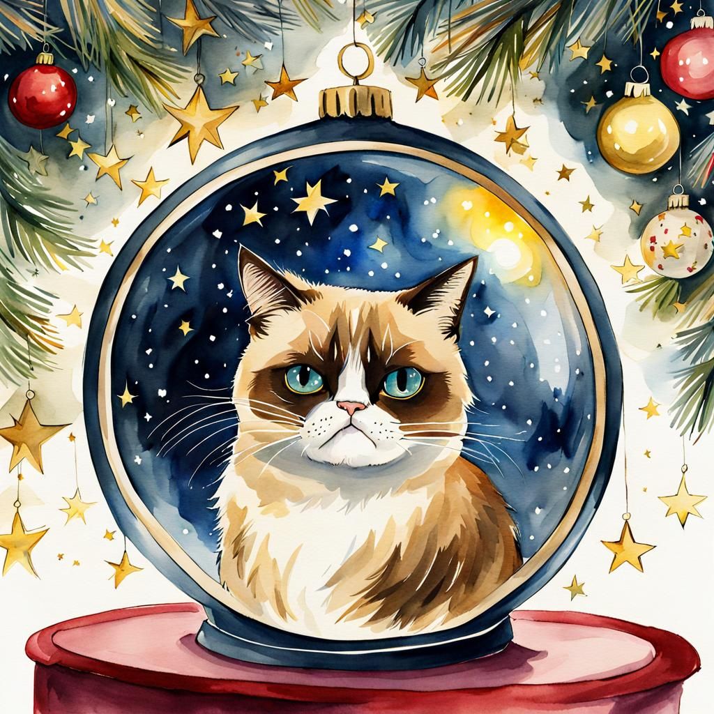 Grumpy Cat Hates Christmas: Beatrix Potter Watercolor