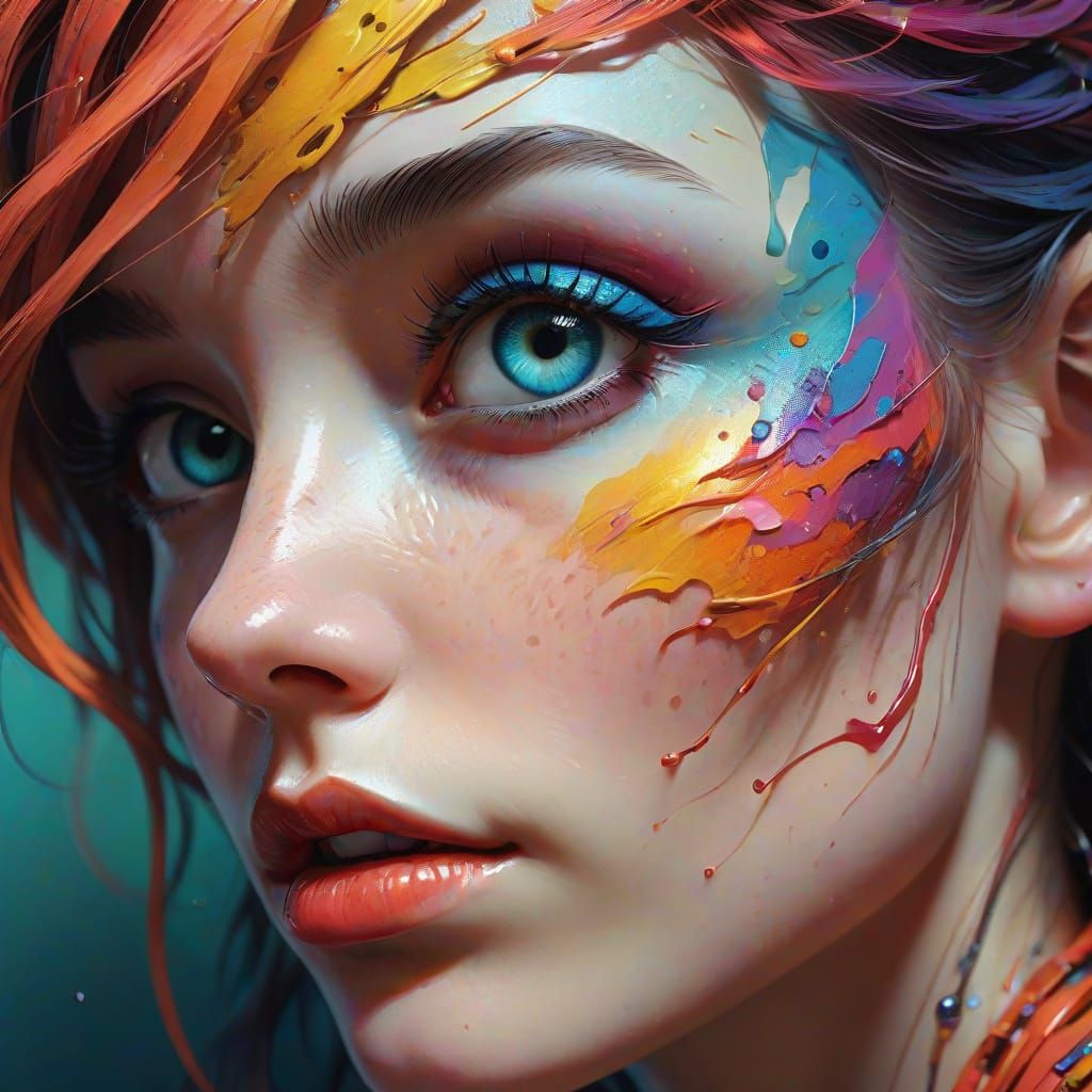 Hyperrealistic Portrait with Intricate Details and Vibrant C...