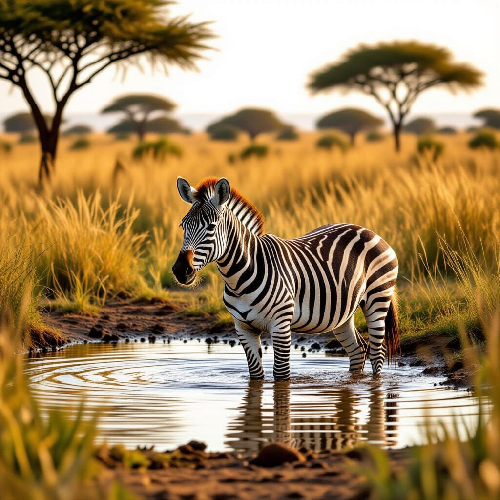 Zebra in Dusty Savannah: Cinematic Still