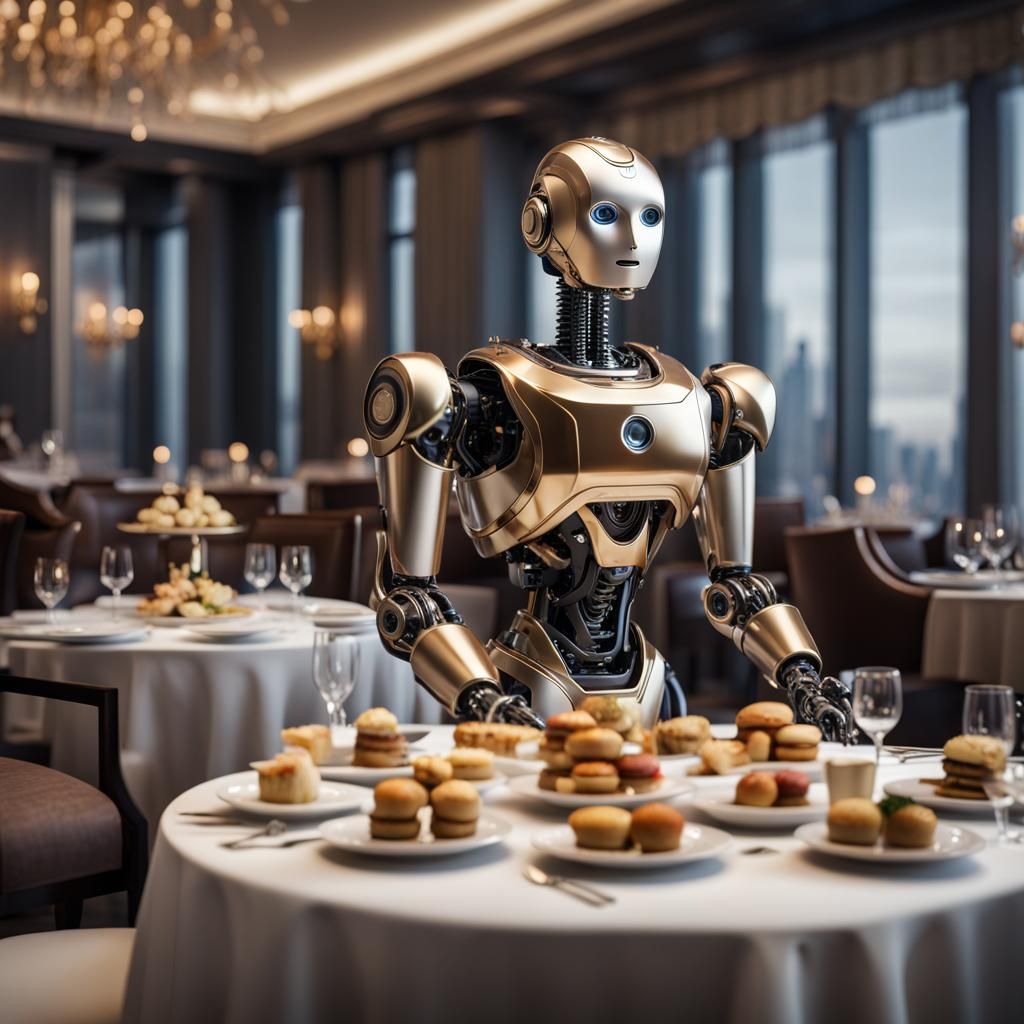 Robot Server in Luxury Restaurant: Culinary Art