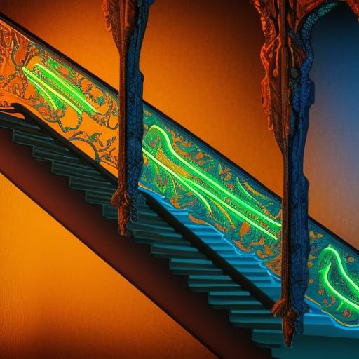 the ultradetailed wide and long stairs of the Necromancer ar...