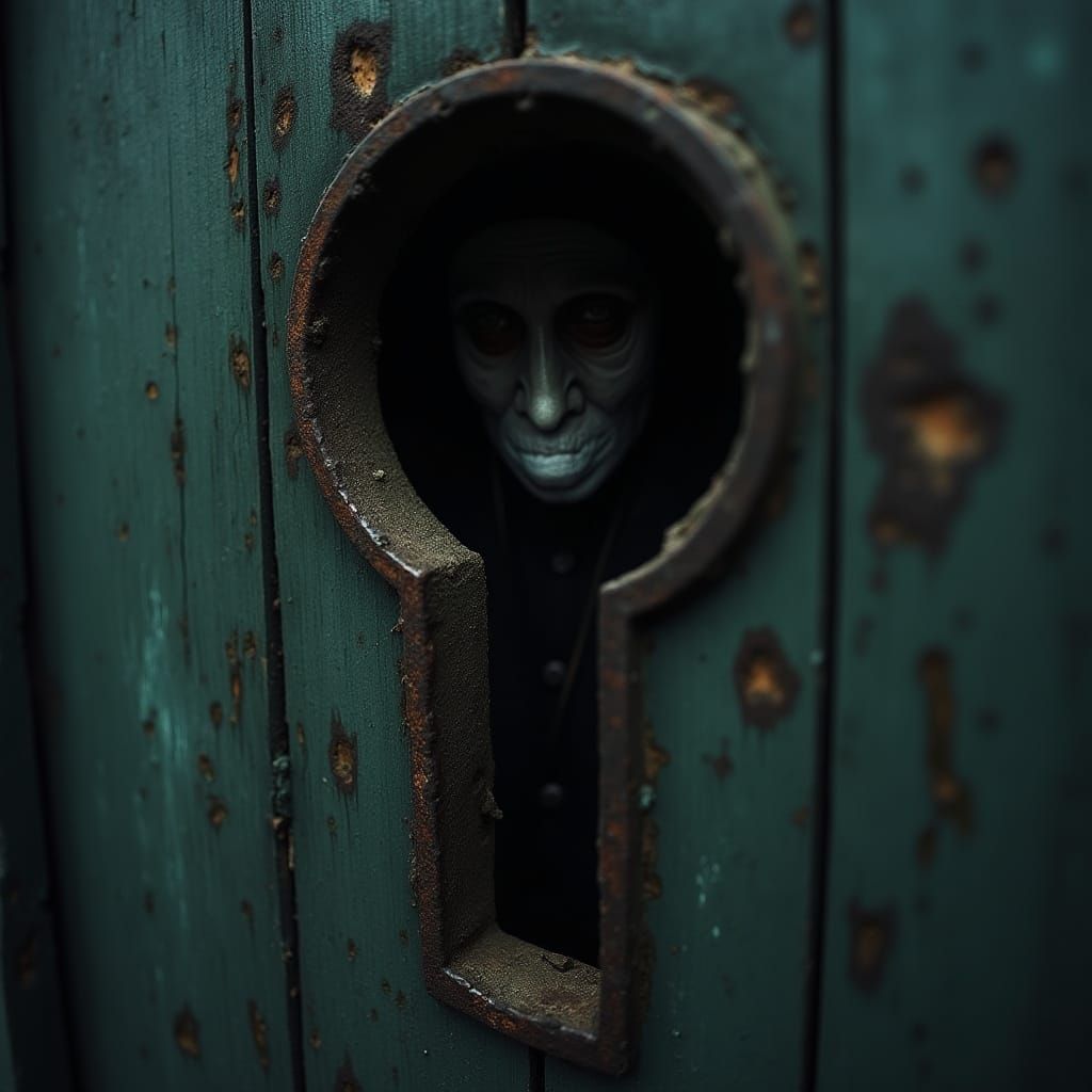 Ominous Eye Watching from Keyhole