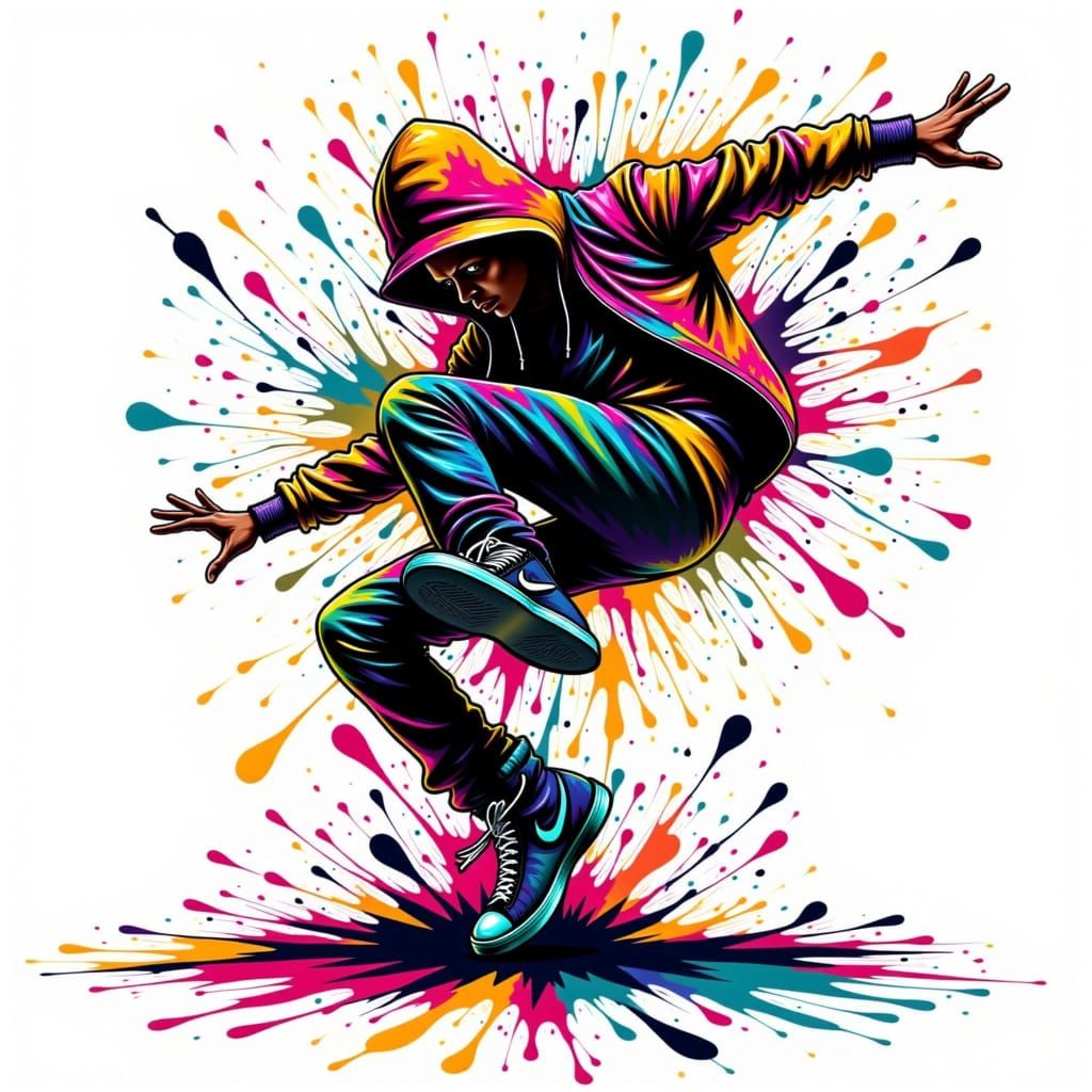 Vibrant Hip Hop Dancer in Street Art Style