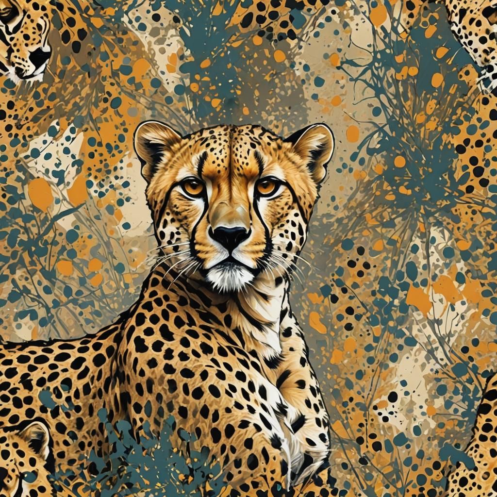 Abstract Cheetah Art in Complementary Colors