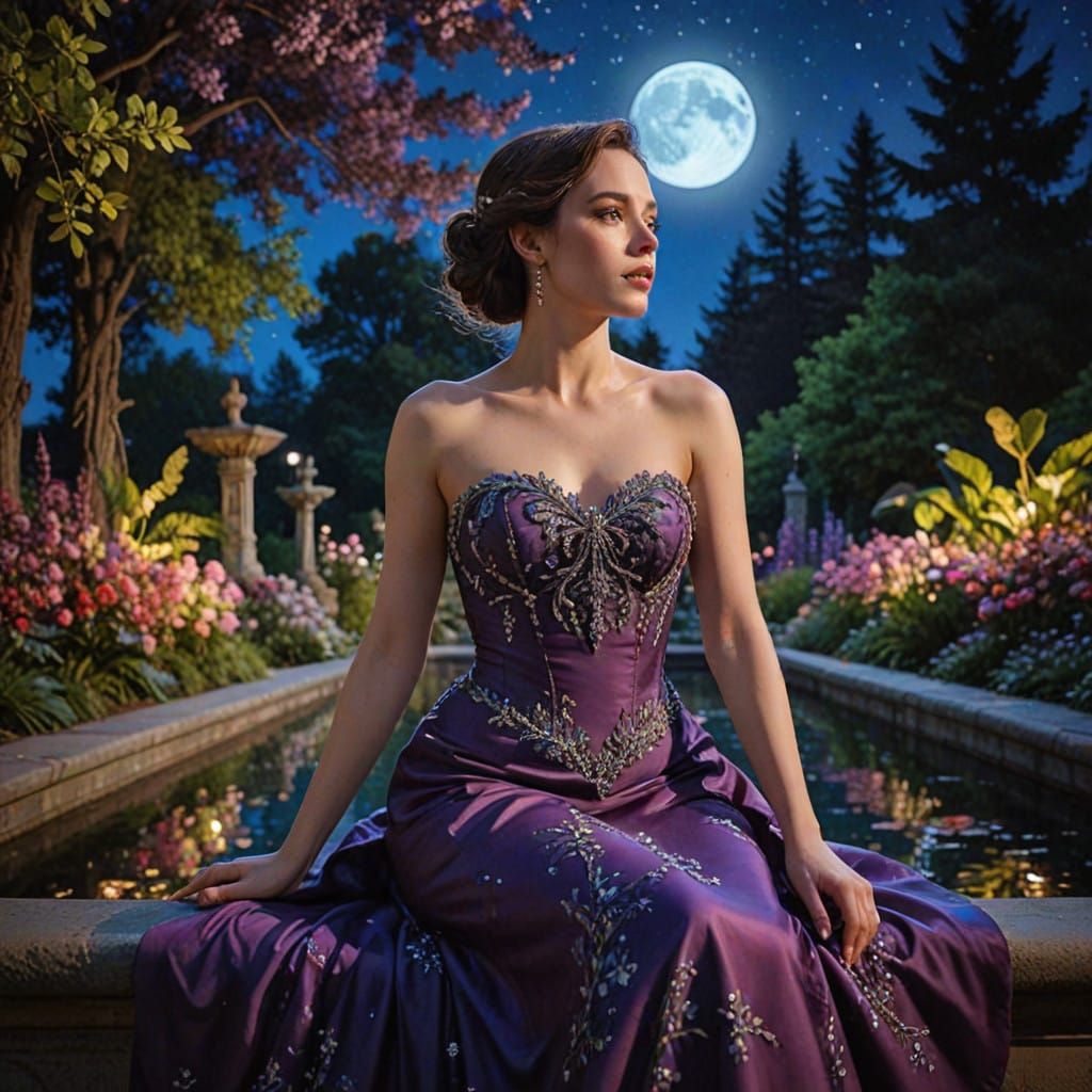 Ethereal Baroque Goddess in Magical Garden