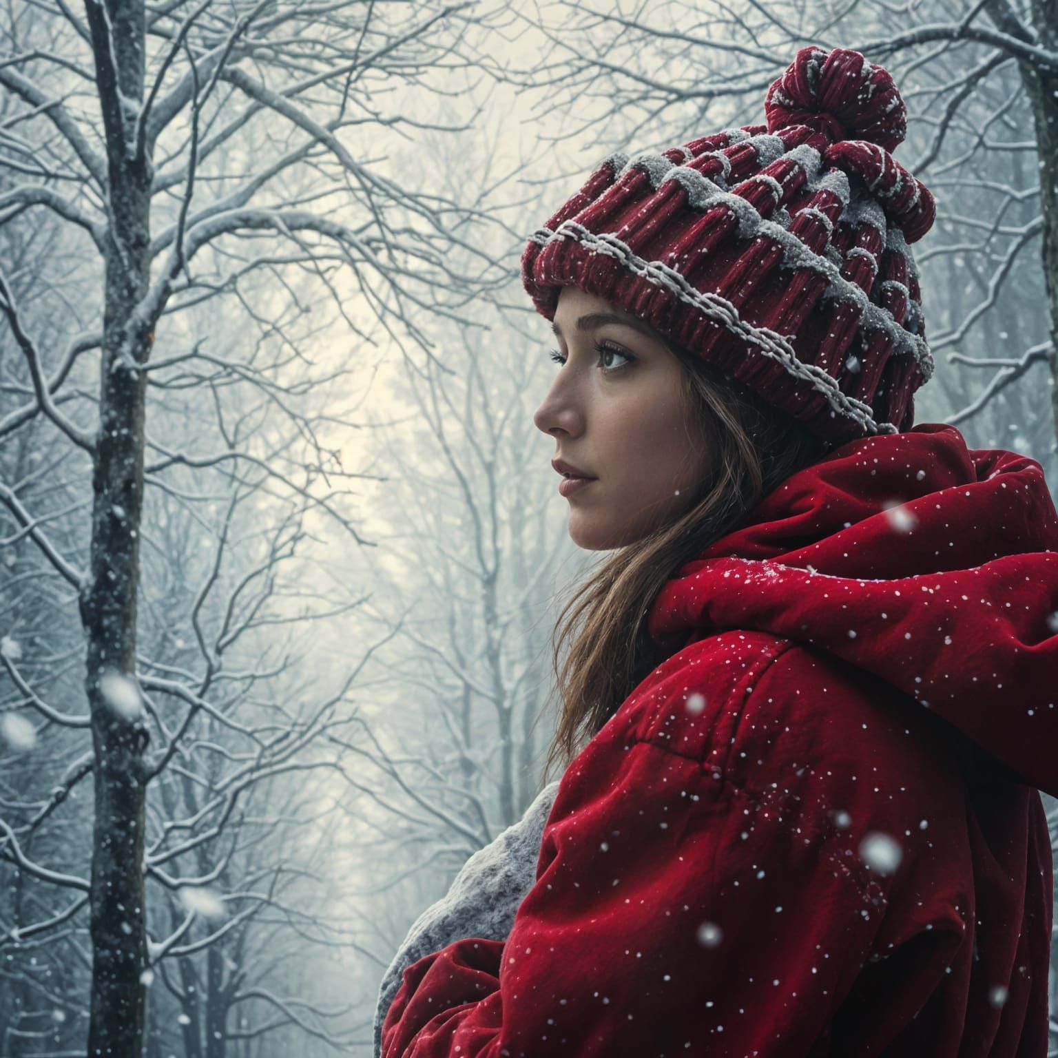 Frozen Landscape Under Snowstorm