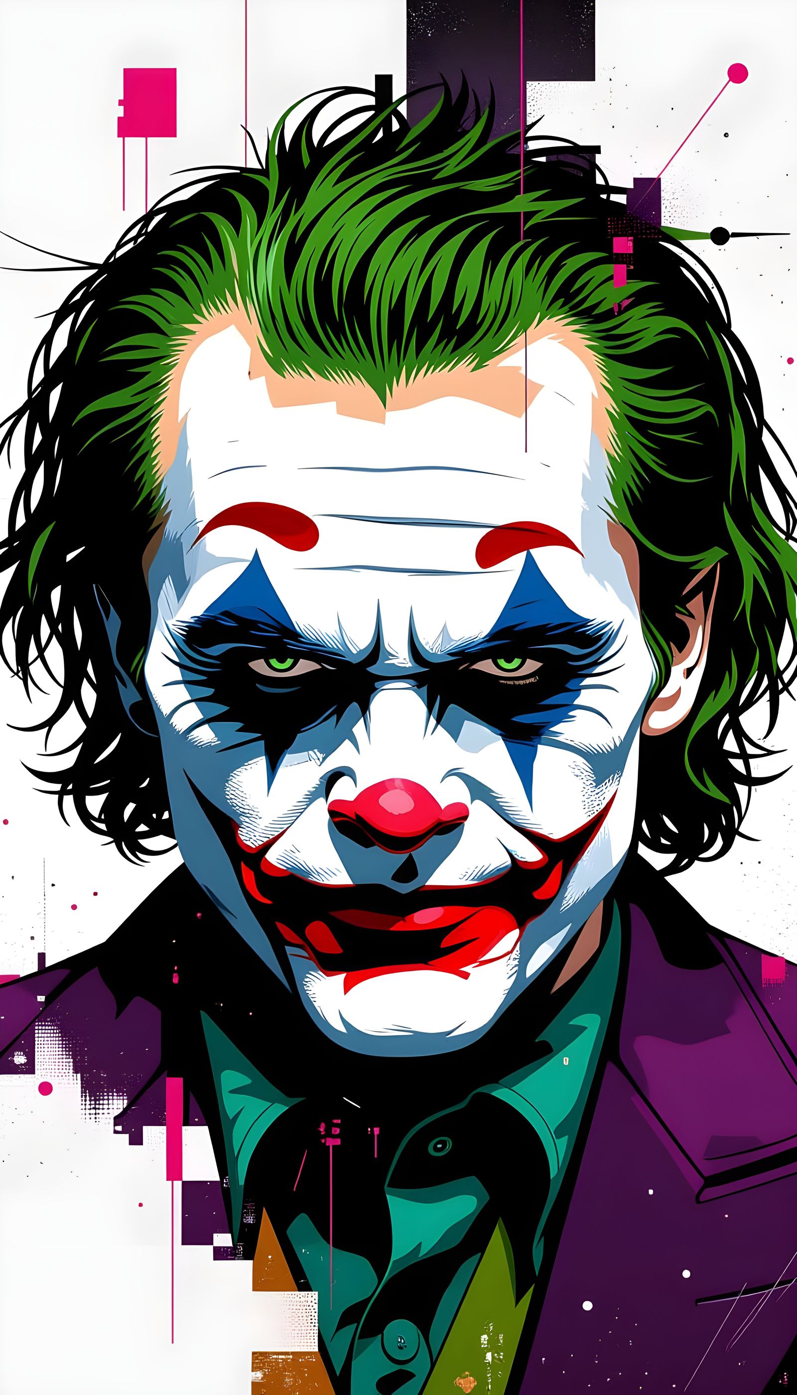 Abstract Glitch Art Joker Portrait