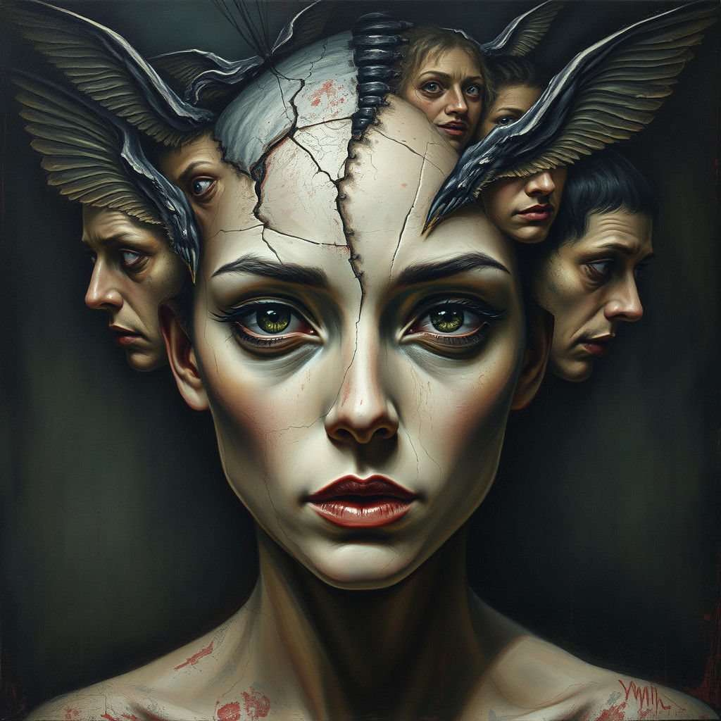 Fragmented Mind: Surreal Portrait of Inner Turmoil
