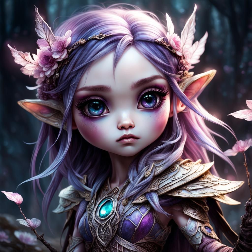Chibi Elven Hunter with Expressive Eyes