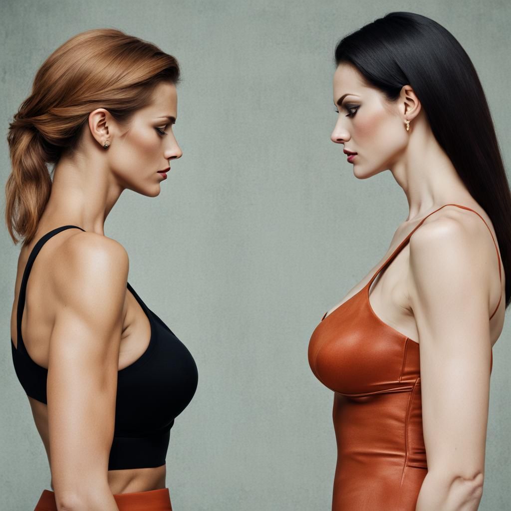 Two Beautiful Women in Staredown Catfight