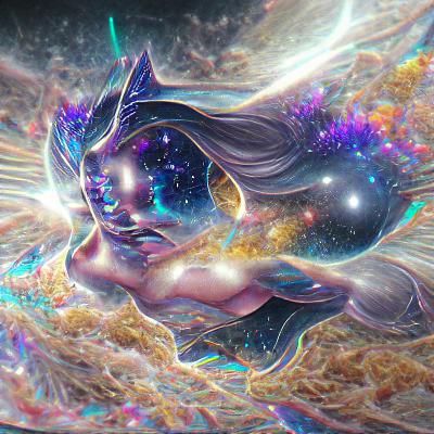 Cosmic Celestial Being: Holographic Astral Illustration