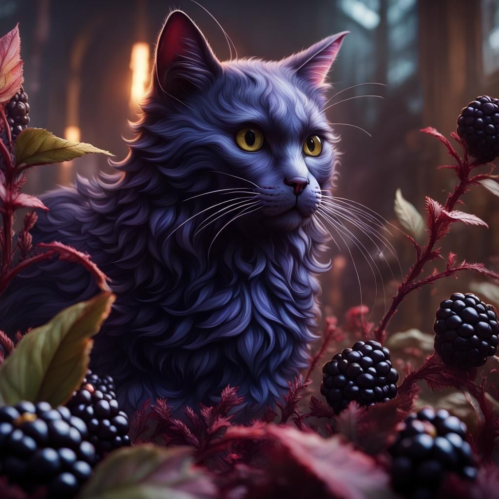 Fantastical Blackberry Cat Concept Art