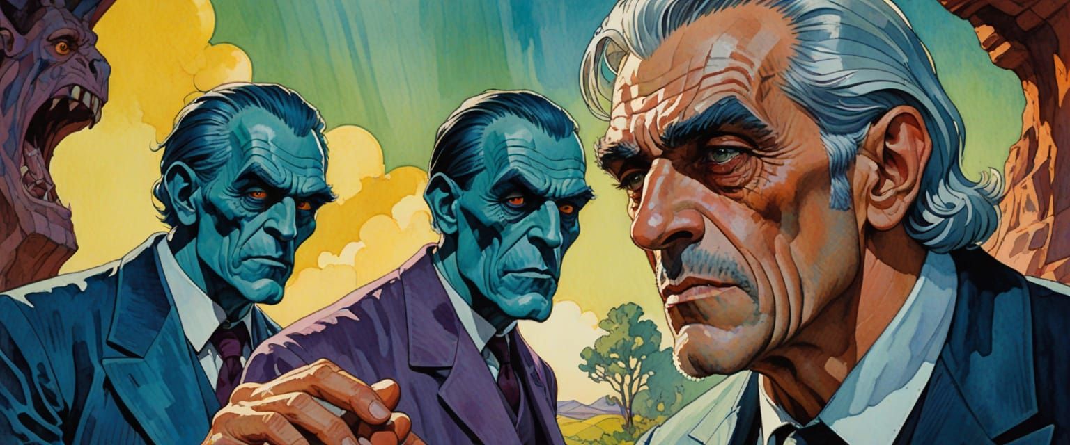 Boris Karloff Battling a Beast in Bright Daylight