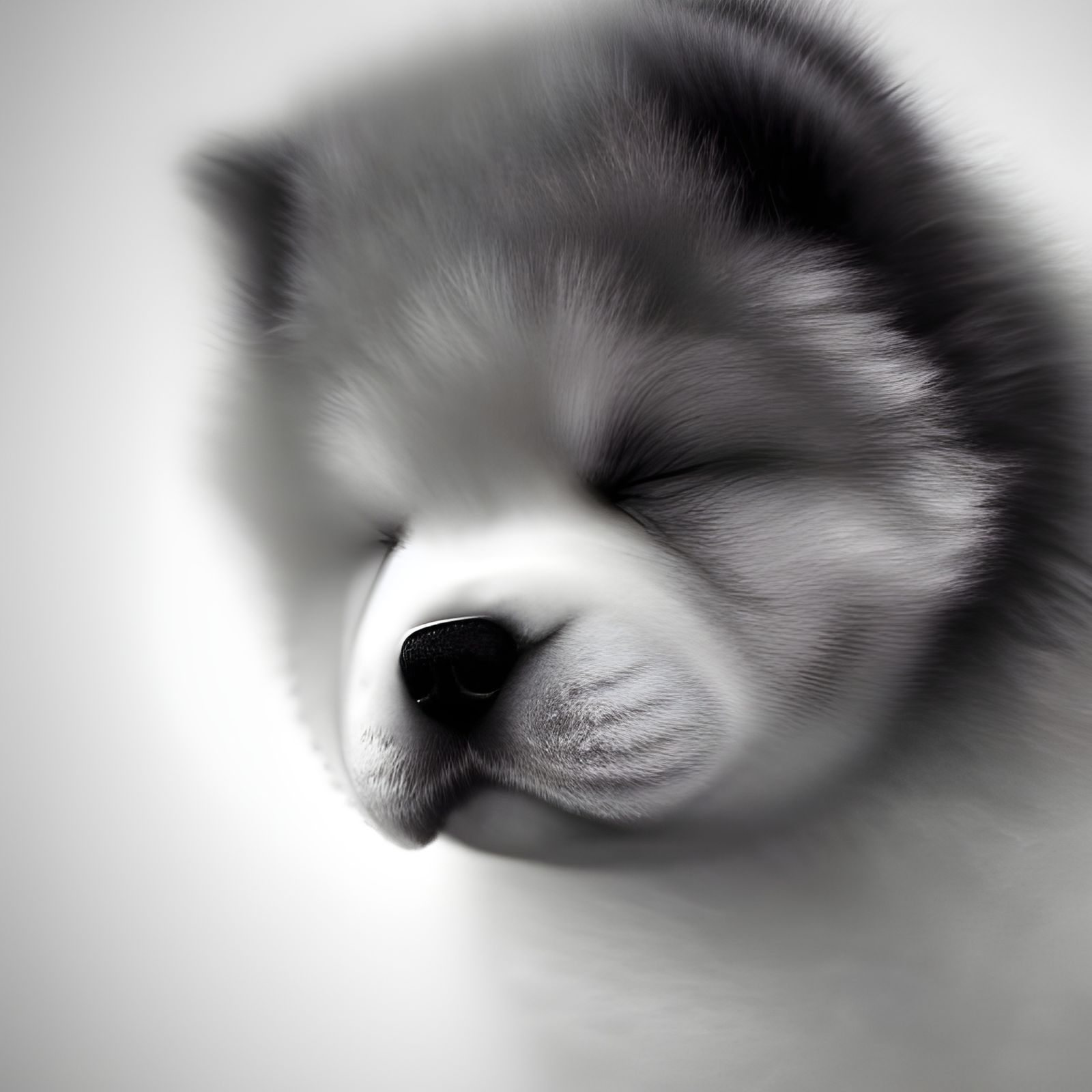 Hyperrealistic Chow Chow Puppy Sleeping in Bedroom