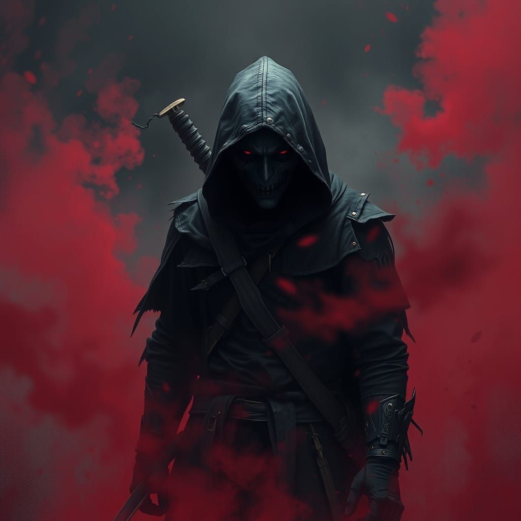 Mysterious Ninja in Dracula's Dark Romantic Aura