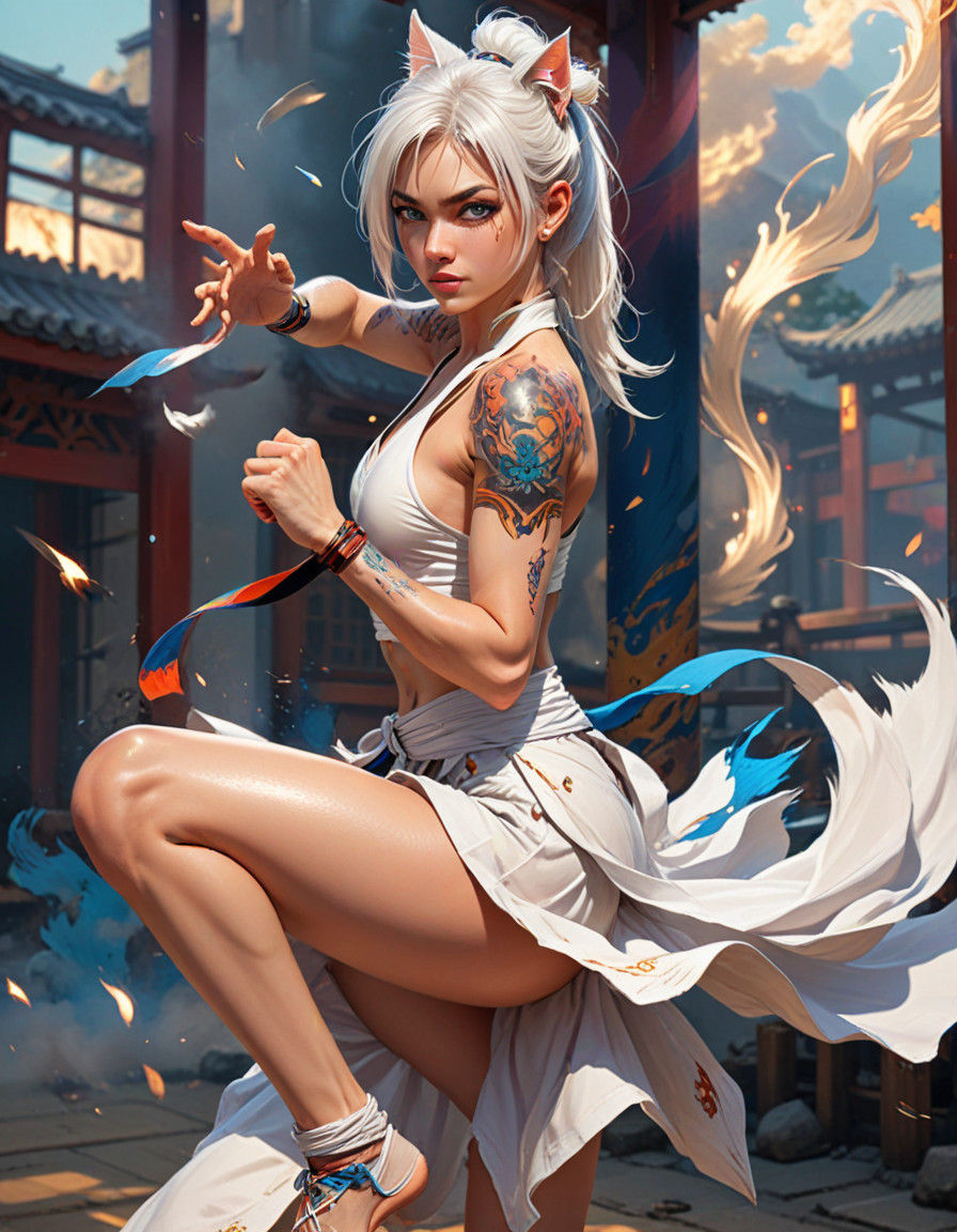 Anime-Inspired Woman Unleashes Inner Fighter with Feline Ear...