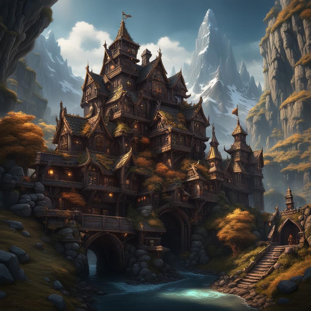 Detailed Dwarf Matte Painting in Fantasy Style