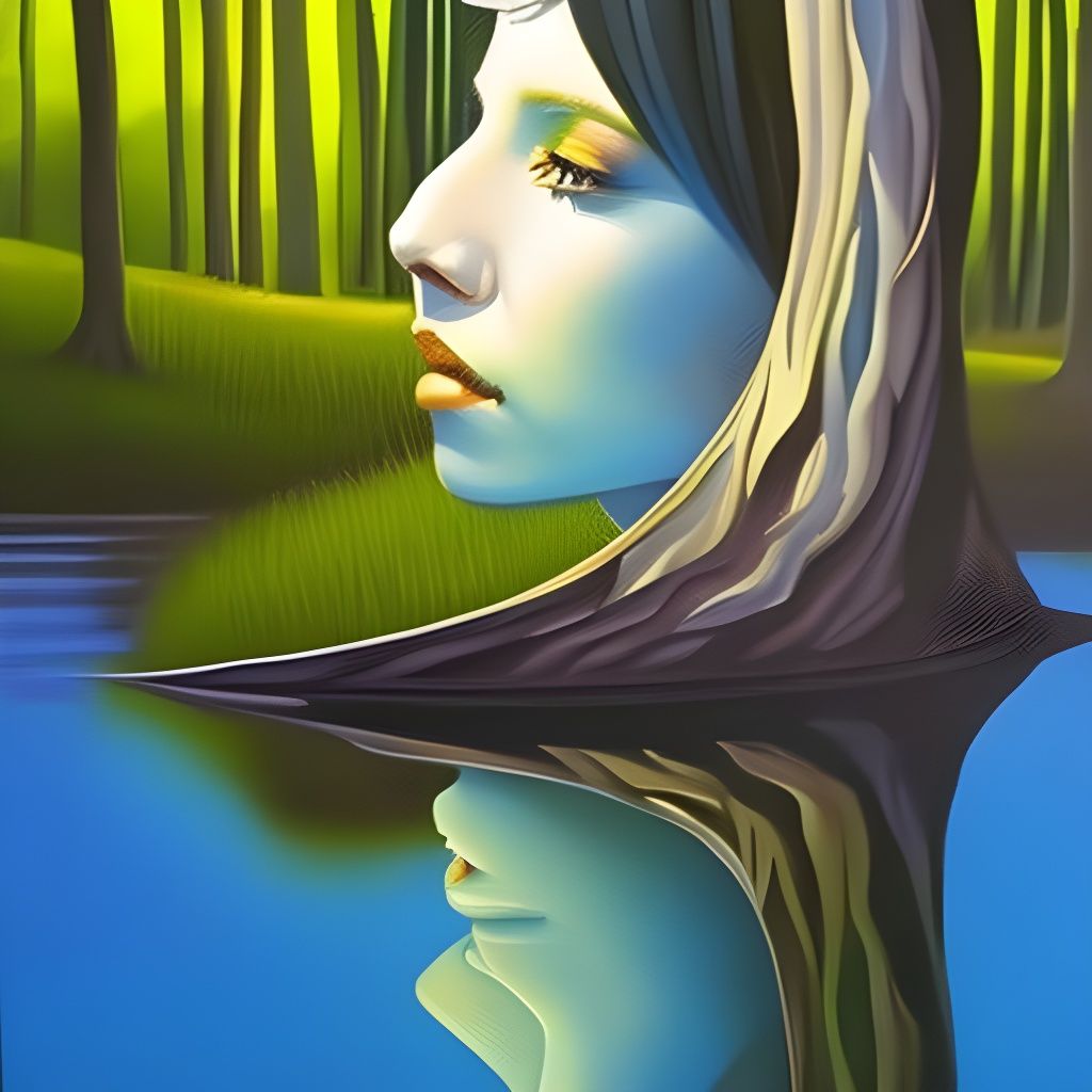 Enchanting Elf in Detailed Gouache Night Reflection