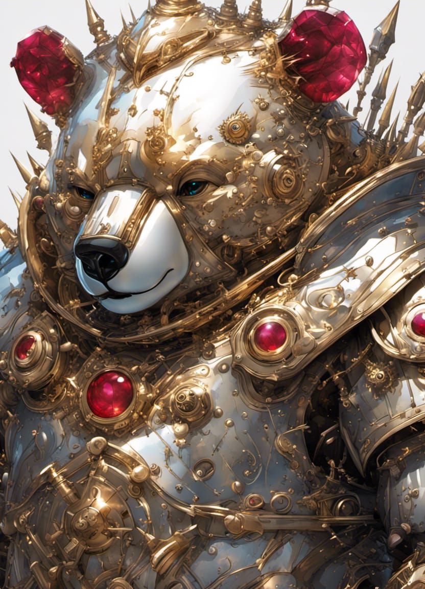 Armored Steampunk Bear with Ruby Inlays