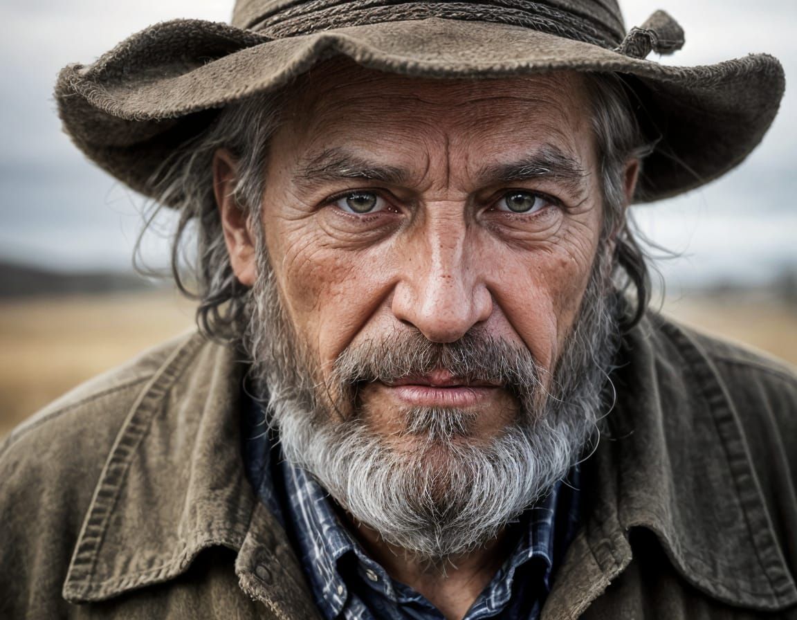 Detailed Portrait of an Elderly Man with Warm Lighting