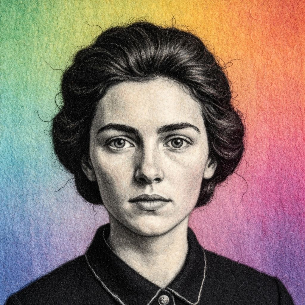 Felted Portrait with Pastel Gradients and Jacquard Weaving