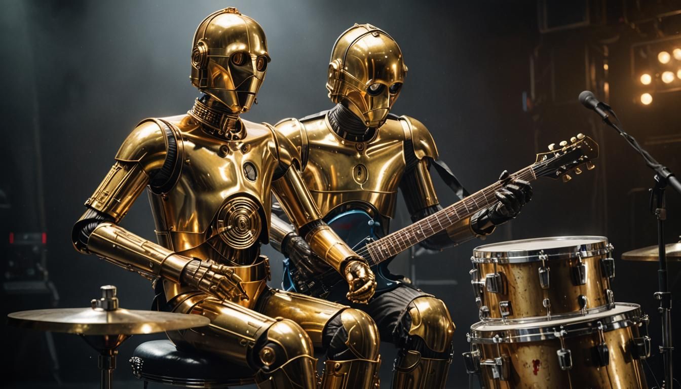 C3PO and R2D2 Play Rock Concert in HDR