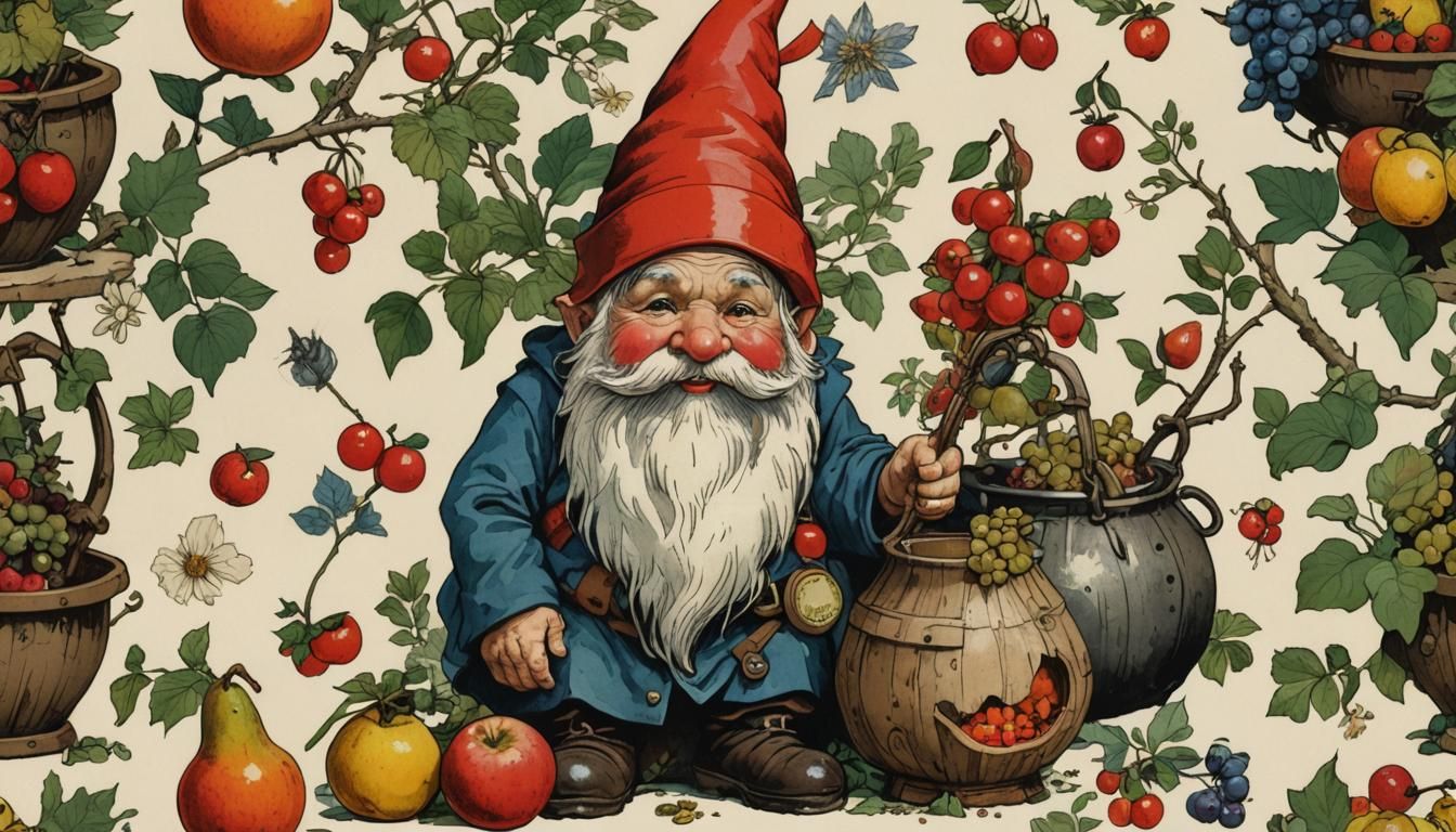 Vintage Gnome Brews Jelly in Fruit Cauldron