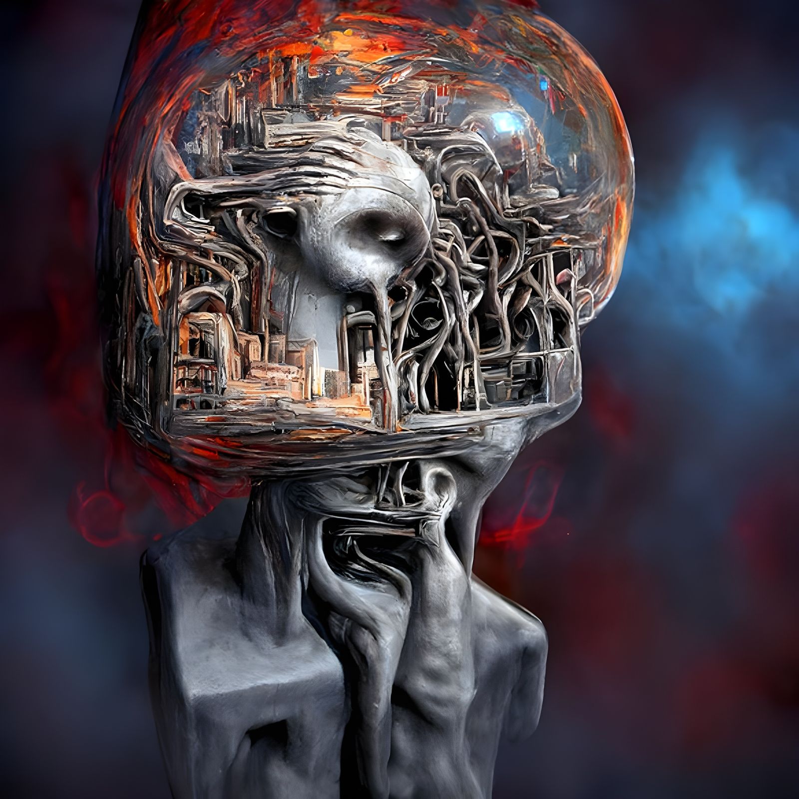 Mind-Destroying Realization in Biopunk Horror Style