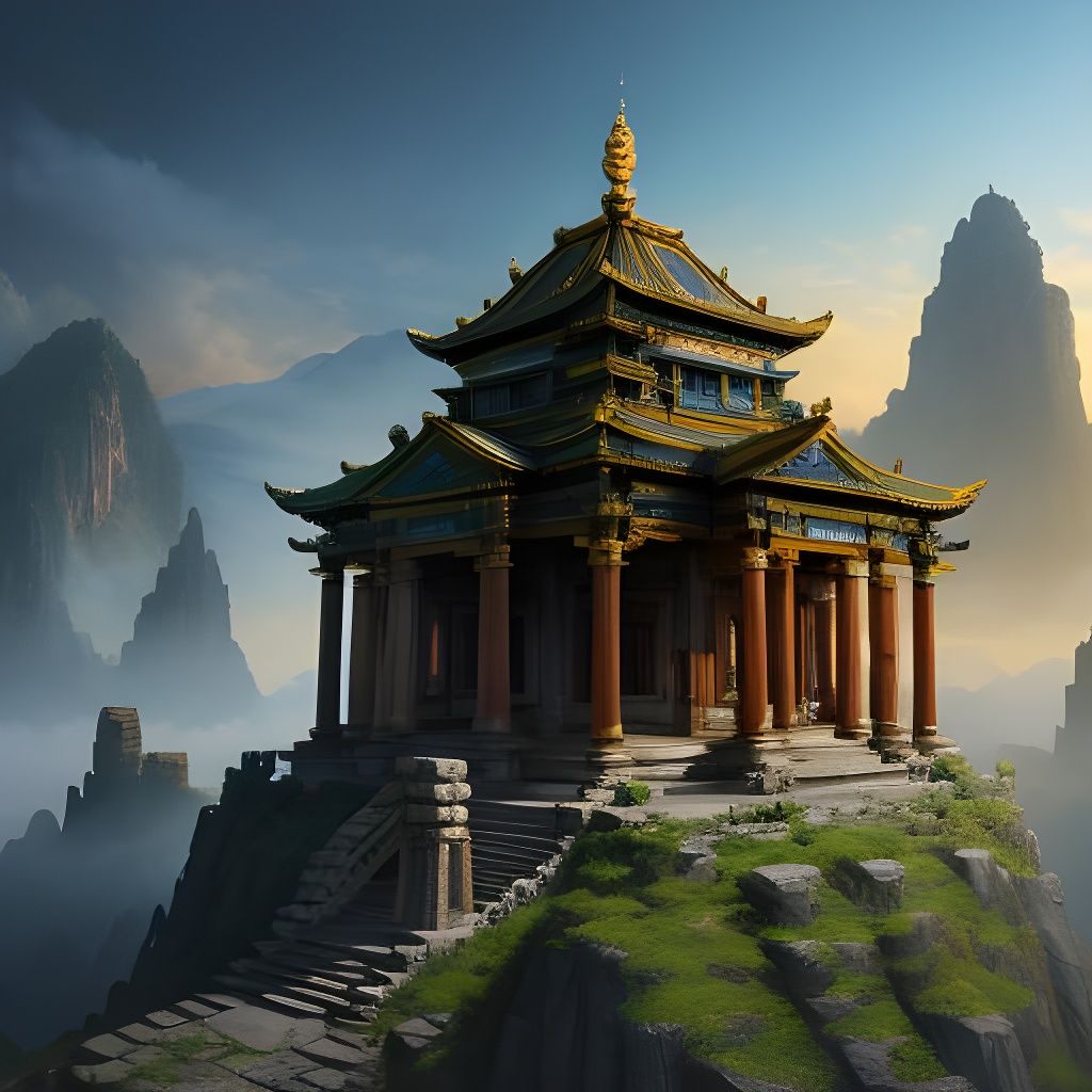 Mountain Temple: Atmospheric Fantasy Concept Art