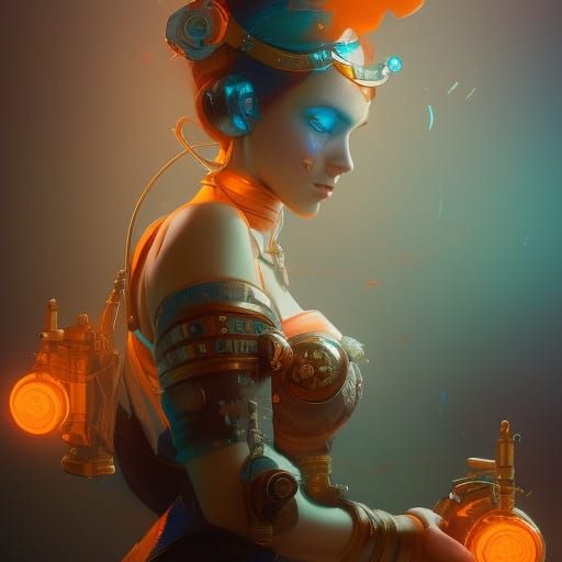 Steampunk Girl Concept Art in 8K Resolution