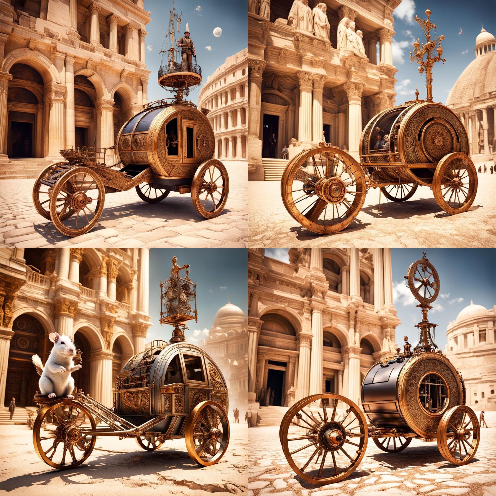 Ironic Human-Powered Vehicle With Hamster Wheel Servants