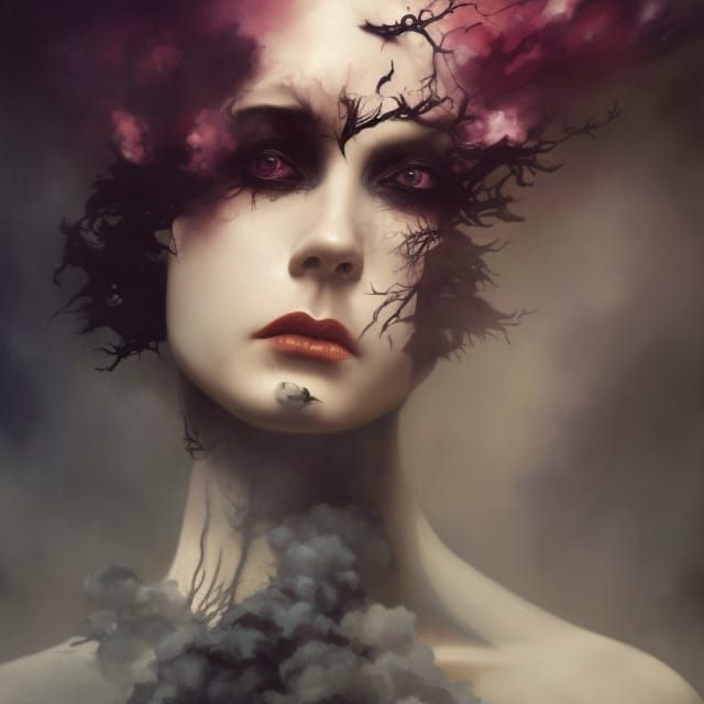 Dark Fantasy Smoke Art in Analogous Colors